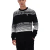 Pull en maille rayé Connor noir à col rond