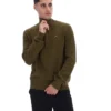 Pull en maille texturée à col cheminée et fermeture à glissière 1/4 Stevie, vert olive foncé