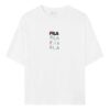 T-shirt de sport à col rond et manches courtes avec logo brodé, blanc