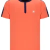 T-shirt de tennis à col Henry pour homme, orange fluo