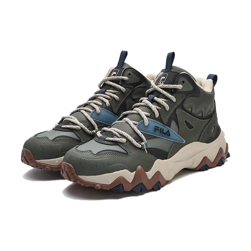 Baskets de sport vintage « Vert olive Blanc »