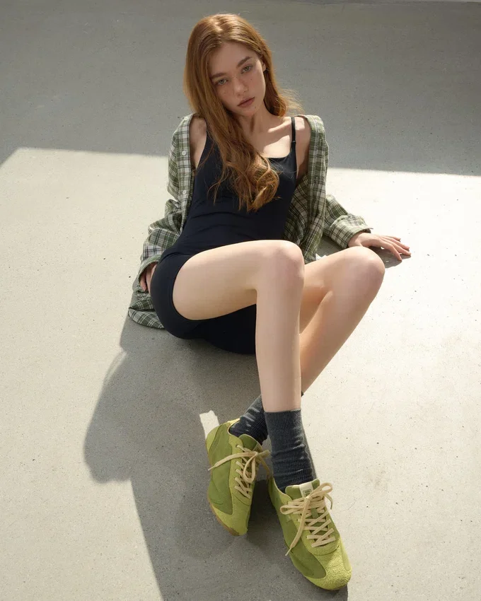 Baskets Ritmo en daim vert pour femme