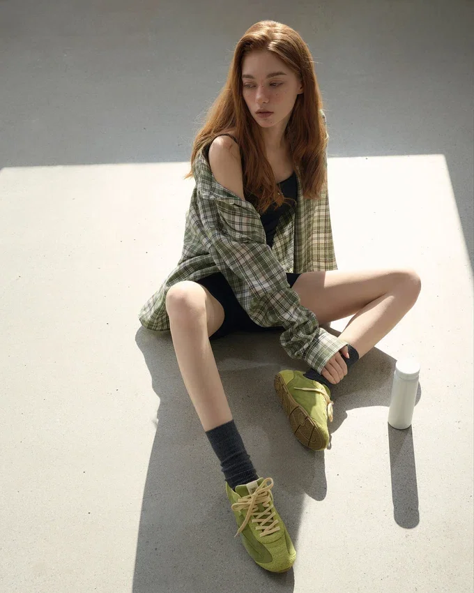 Baskets Ritmo en daim vert pour femme