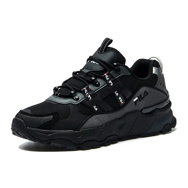 Baskets tendance, chaussures de course basses, noir/gris