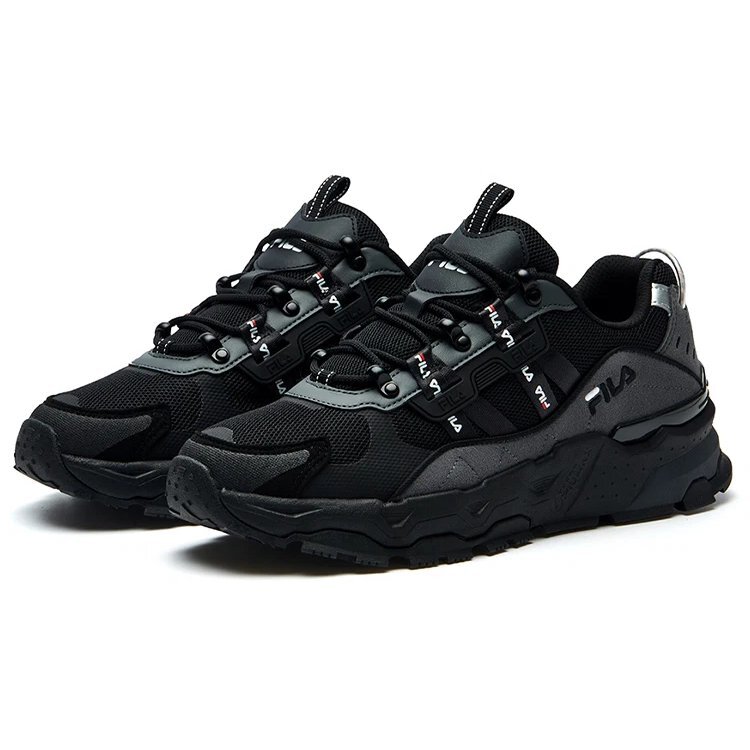 Baskets tendance, chaussures de course basses, noir/gris