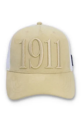 Casquette classique beige Hazza Large 1911 à dos en maille brodée