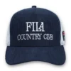 Casquette Fila Cody en velours côtelé bleu marine avec dos en maille et motif brodé