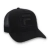 Casquette Turo Large F-Box en daim brodé ton sur ton avec arrière en maille, noire