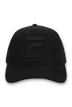 Casquette Turo Large F-Box en daim brodé ton sur ton avec arrière en maille, noire
