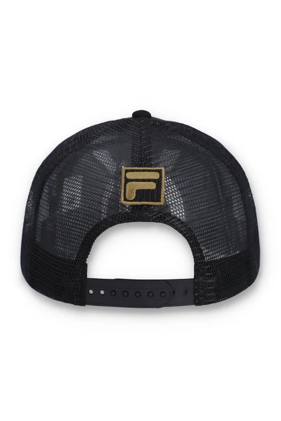 Casquette Turo Large F-Box en daim brodé ton sur ton avec arrière en maille, noire