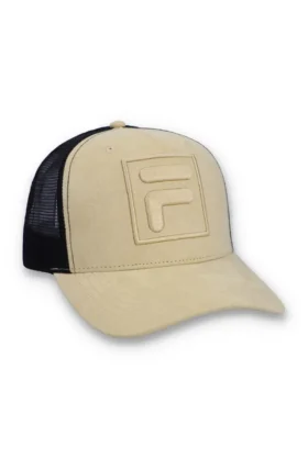 Casquette Turo Large F-Box en daim brodé ton sur ton avec dos en maille, beige classique