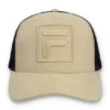 Casquette Turo Large F-Box en daim brodé ton sur ton avec dos en maille, beige classique