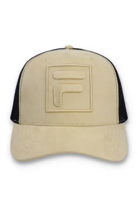 Casquette Turo Large F-Box en daim brodé ton sur ton avec dos en maille, beige classique