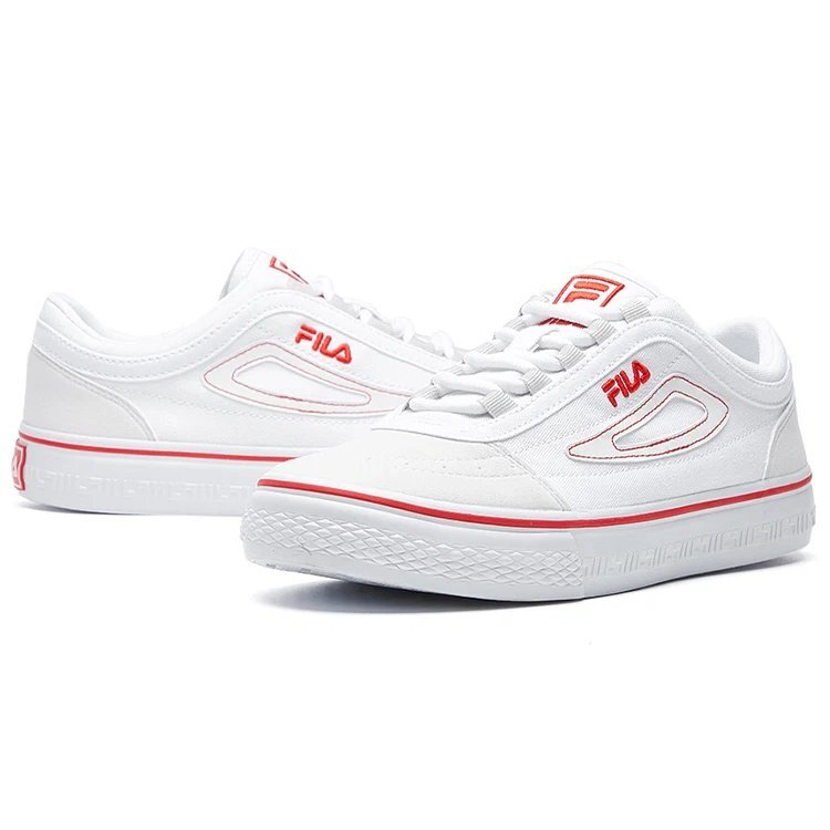 Chaussures de skateboard en toile Classic Boarder Blanc/rouge