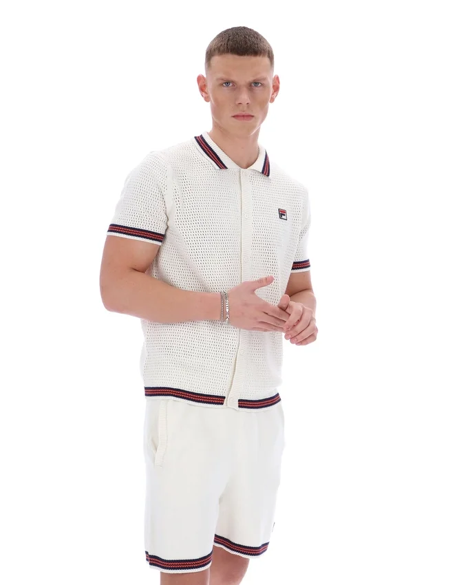 Chemise en maille crochetée Gardenia Domenico avec bordures contrastées