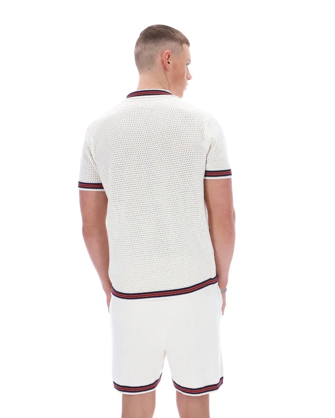 Chemise en maille crochetée Gardenia Domenico avec bordures contrastées