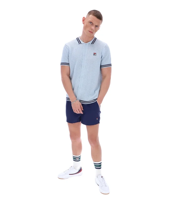 Chemise en maille crochetée Skyway Domenico avec bordures contrastées