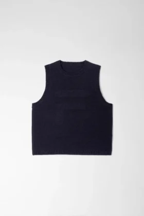 Débardeur court en maille bleu nuit
