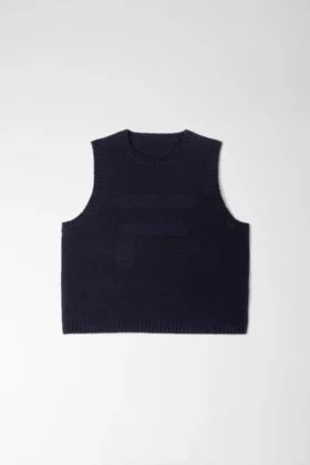 Débardeur court en maille bleu nuit
