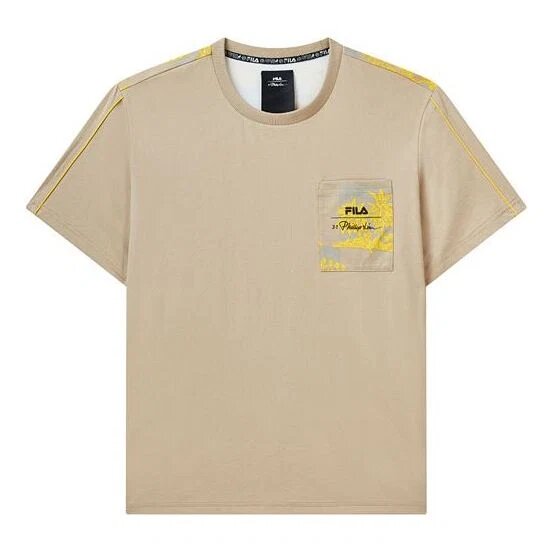 Fila x 3.1 Phillip Lim : T-shirt à col rond, manches courtes, respirant, avec logo imprimé et poche, pour homme, marron
