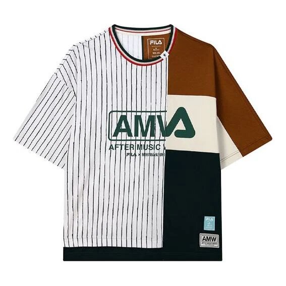 Fila x MIHARA YASUHIRO / Rayures croisées, assemblage de couleurs contrastées, col rond, coupe ample, manches courtes, coloris contrastés