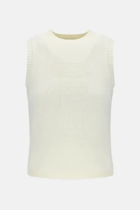 Gilet court en maille blanc cassé