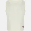 Gilet court en maille blanc cassé
