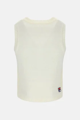 Gilet court en maille blanc cassé