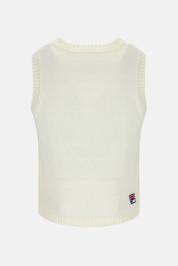 Gilet court en maille blanc cassé