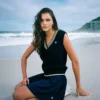 Gilet en maille torsadée Jorja bleu marine de Fila