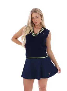 Gilet en maille torsadée Jorja bleu marine de Fila