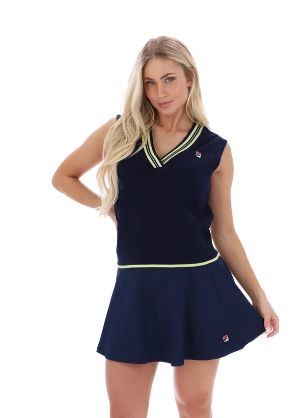 Gilet en maille torsadée Jorja bleu marine de Fila
