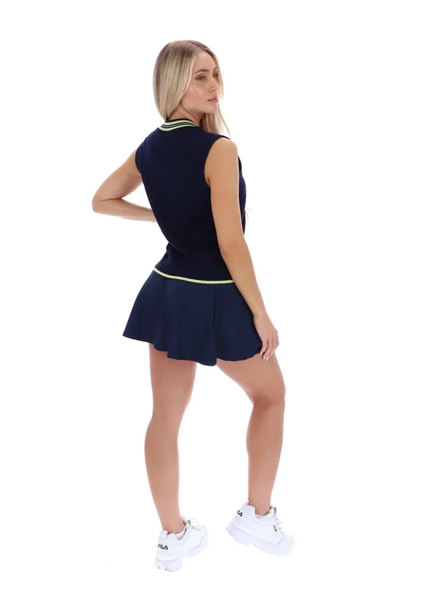 Gilet en maille torsadée Jorja bleu marine de Fila