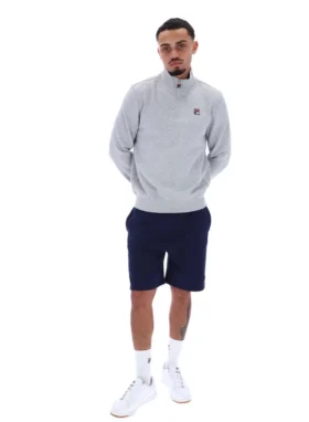 Gris chiné : Ramy F-Box à 1/4 de zip avec poignets teints dans la masse