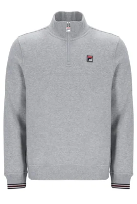 Gris chiné : Ramy F-Box à 1/4 de zip avec poignets teints dans la masse