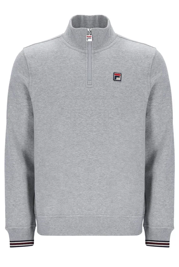 Gris chiné : Ramy F-Box à 1/4 de zip avec poignets teints dans la masse