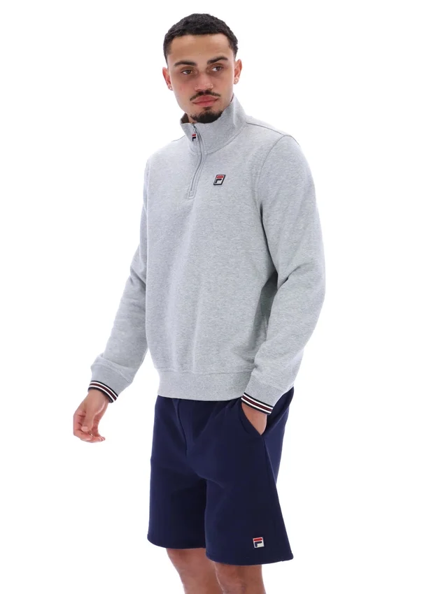 Gris chiné : Ramy F-Box à 1/4 de zip avec poignets teints dans la masse