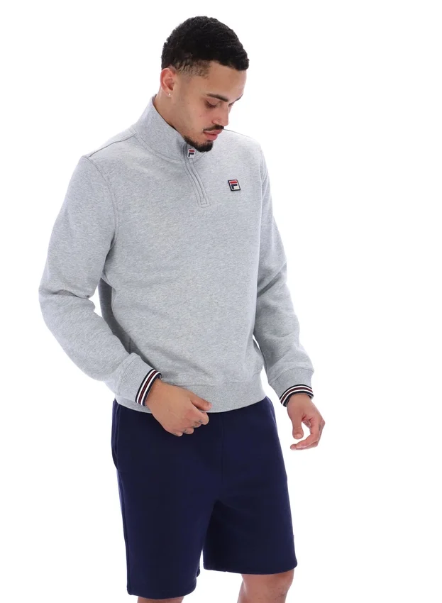 Gris chiné : Ramy F-Box à 1/4 de zip avec poignets teints dans la masse