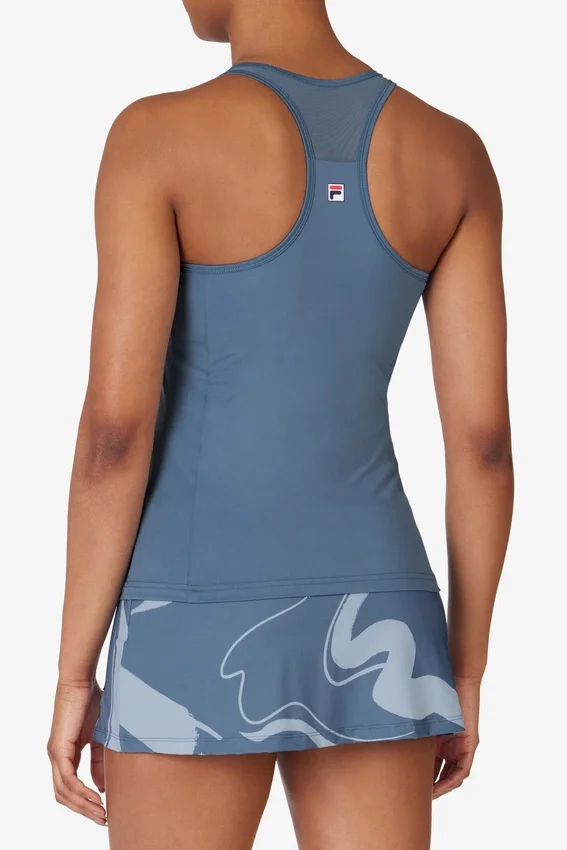 Haut de tennis bleu à dos nageur Essential