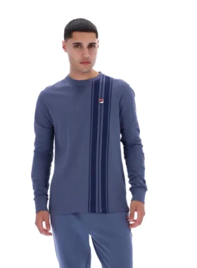 Haut rayé à manches longues en denim indigo vintage