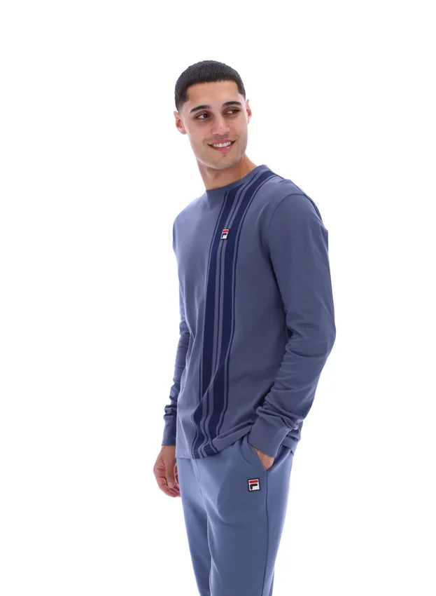 Haut rayé à manches longues en denim indigo vintage