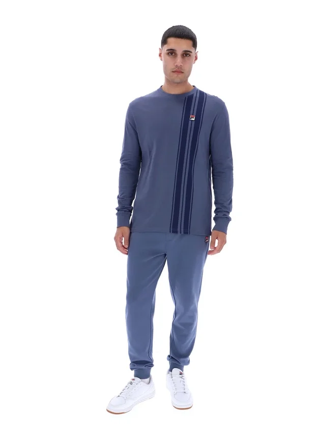 Haut rayé à manches longues en denim indigo vintage
