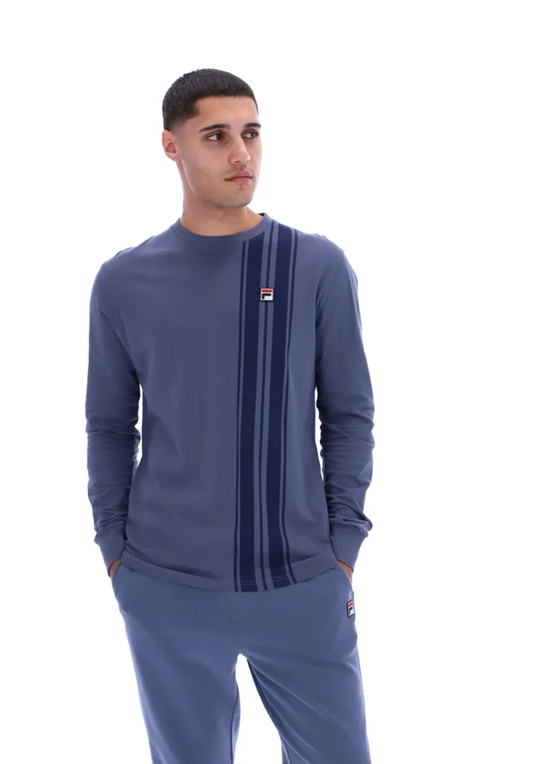 Haut rayé à manches longues en denim indigo vintage