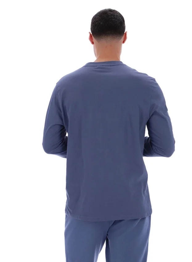 Haut rayé à manches longues en denim indigo vintage