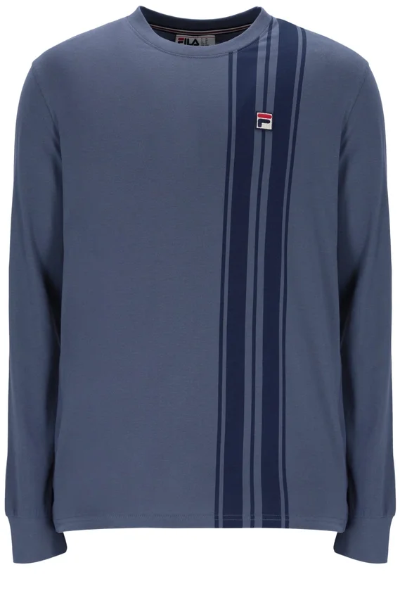 Haut rayé à manches longues en denim indigo vintage