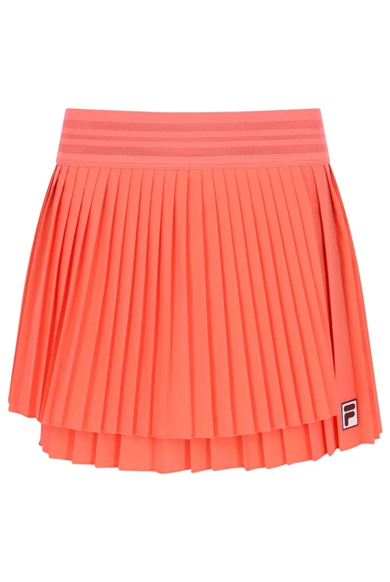 Jupe de tennis plissée croisée pour femme, orange fluo