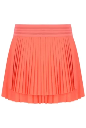 Jupe de tennis plissée croisée pour femme, orange fluo