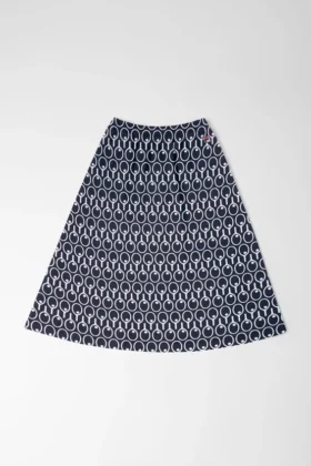 Jupe midi évasée bleu nuit avec poches