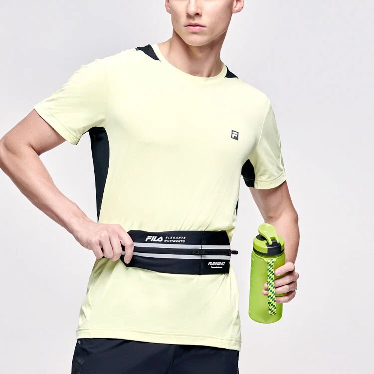 Logo imprimé, col rond, homme, jaune