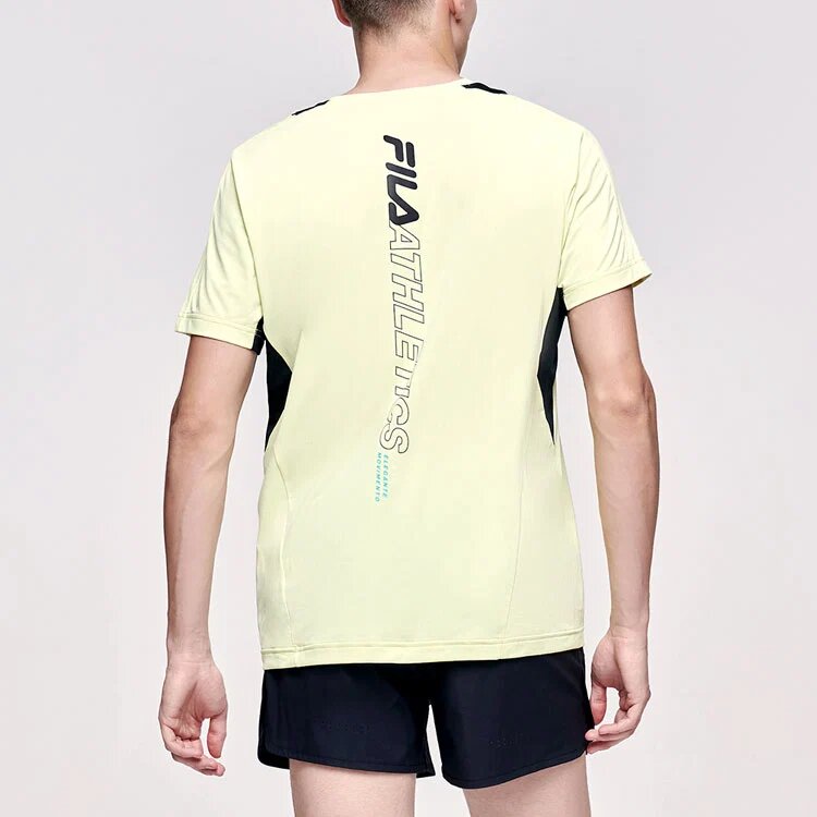 Logo imprimé, col rond, homme, jaune